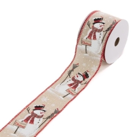 Snowman Linen Ribbon 10yds