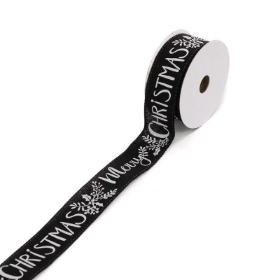Black Merry Christmas Ribbon 10yds