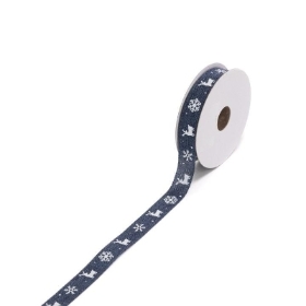 15mm Reindeer Blue Ribbon