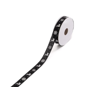 15mm Reindeer Black Ribbon