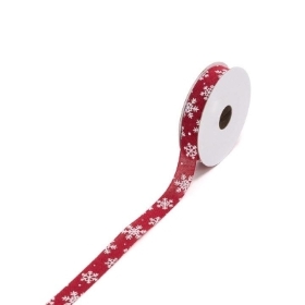 15mm Snowflake Red Ribbon