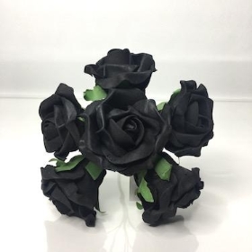 Black Foam Rose 6cm x 6