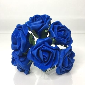 Royal Blue Foam Rose 6cm x 6
