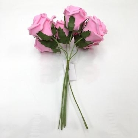 Pink Foam Rose 6cm x 6