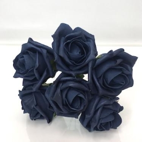 Navy Blue Foam Rose 6cm x 6