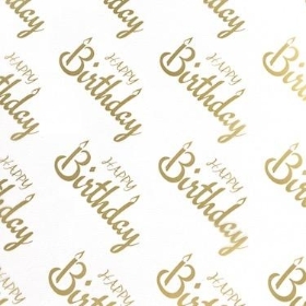 Gold Happy Birthday Cellophane 100m