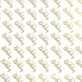 Gold Happy Birthday Cellophane 100m
