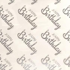 Silver Happy Birthday Cellophane 100m