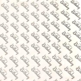 Silver Happy Birthday Cellophane 100m
