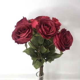 Burgundy Rose Bunch 44cm