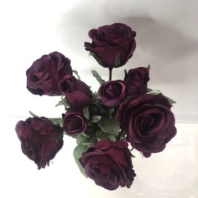 Plum Rose Bunch 44cm