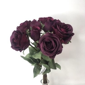 Plum Rose Bunch 44cm