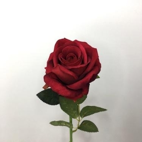 Red Velvet Touch Open Rose 52cm
