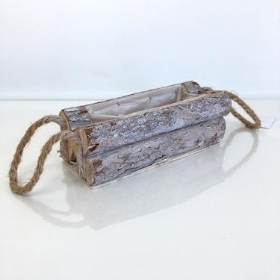 Rope Handle Wooden Planter 22cm