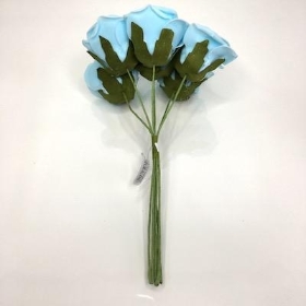 Baby Blue Foam Rose 6cm x 6