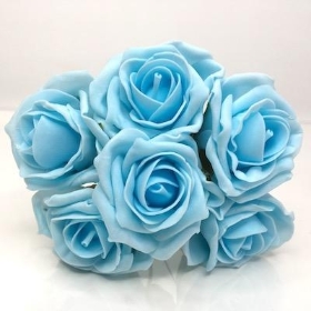 Baby Blue Foam Rose 6cm x 6