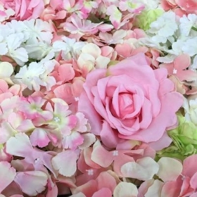 Pink Hydrangea And Rose Flower Wall 60cm x 40cm 884241