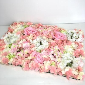 Pink Hydrangea And Rose Flower Wall 60cm x 40cm