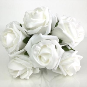 Bright White Foam Rose 6cm x 6
