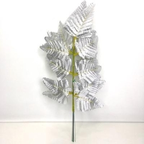 Silver Leather Leaf 46cm x 6