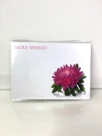 Florist Cards Sadly Missed Cerise x 6