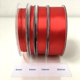 Bright Red Satin Ribbon 3mm