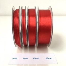 Deep Red Satin Ribbon 6mm