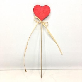 Wooden Heart With Raffia Pick 20cm x 12