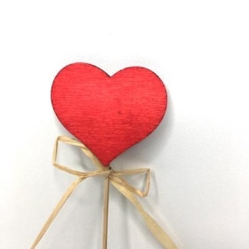 Wooden Heart With Raffia Pick 20cm x 12