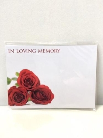 Florist Cards In Loving Memory x 6 Red Roses