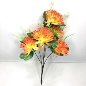 Orange Spiky Chrysanthemum Bush 39cm