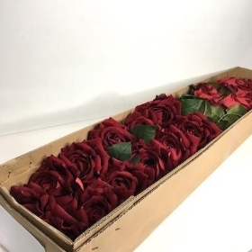 24 x Red Velvet Touch Open Rose 74cm