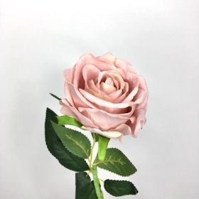 36 x Vintage Pink Velvet Touch Open Rose 52cm