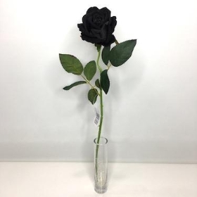 36 x Black Velvet Touch Open Rose 52cm