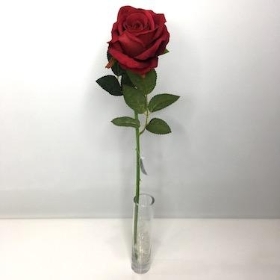 36 x Red Velvet Touch Open Rose 52cm