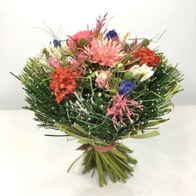 Dried Pink Garden Bouquet 27cm
