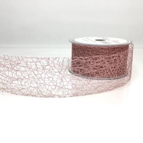 Vintage Pink Deco Web Ribbon 50mm