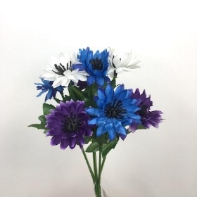 White And Purple Cornflower Bush 23cm