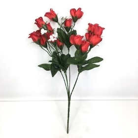 Red Mini Rosebud Bush 32cm