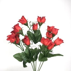 Red Mini Rosebud Bush 32cm