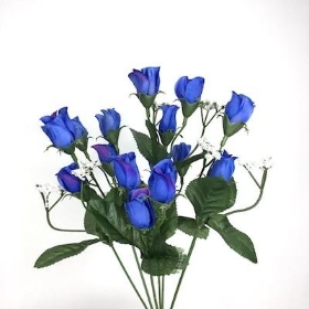 Blue Mini Rosebud Bush 32cm