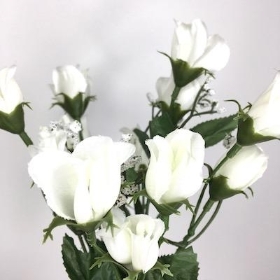 Ivory Mini Rosebud Bush 32cm