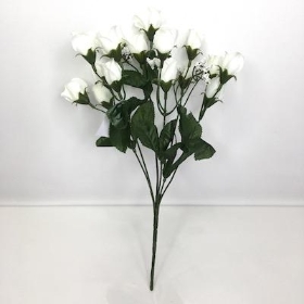 Ivory Mini Rosebud Bush 32cm