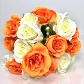 Orange And Ivory Rose Bush 38cm