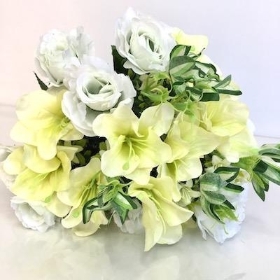 Ivory Lily And Rose Bush 51cm