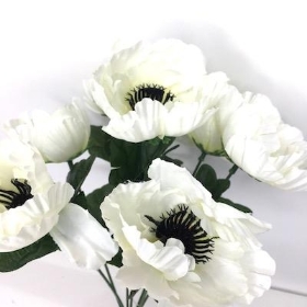 Ivory Poppy Bush 31cm