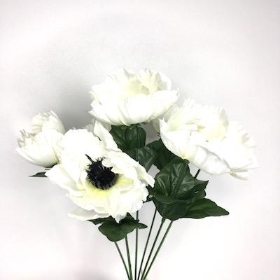 Ivory Poppy Bush 31cm