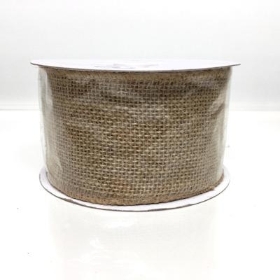 Natural Wired Hessian Ribbon 70mm