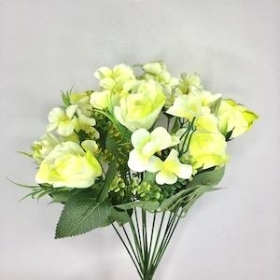 Green Rose And Hydrangea Bush 41cm