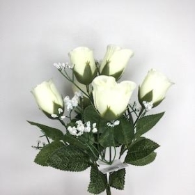 Ivory Rosebud Bush 31cm